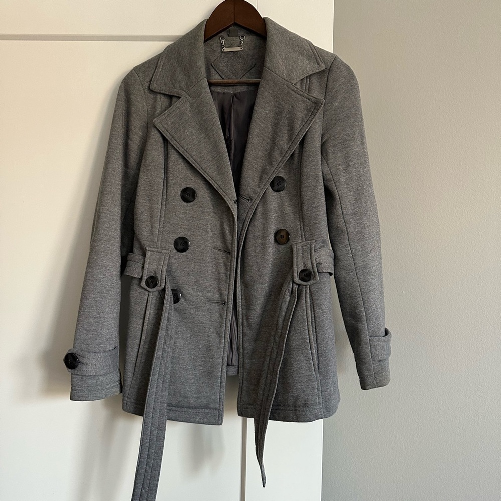 Jou Jou Double-Breasted Gray Trench Coat